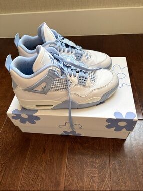 Jordan Kids White and Light Blue Retro Sneakers